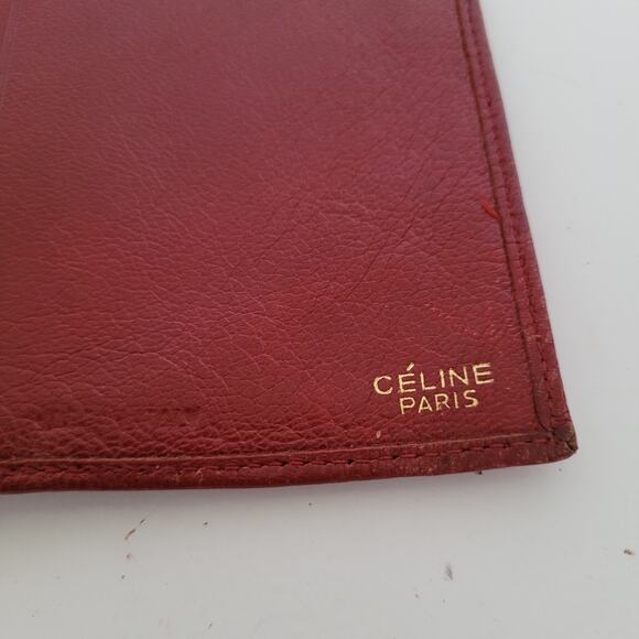 Celine Vintage Notbook Cover Notebook Book Case 4x6 Red Bifold Leather Italian - Picture 4 of 9